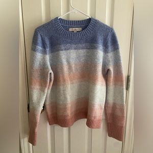 Loft Pastel Ombre Knit Crewneck Sweater